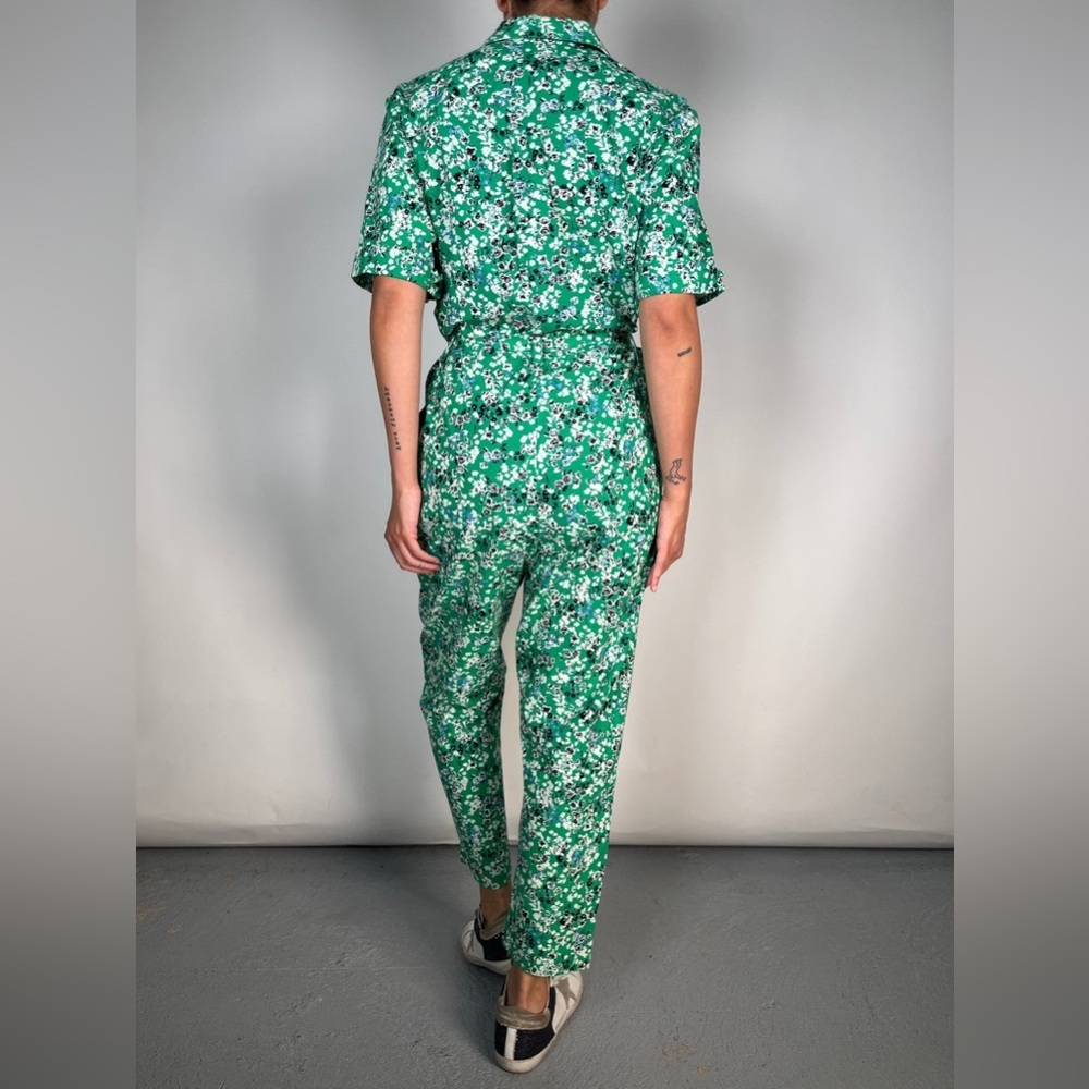 Zara Green Floral Zip Front Jumpsuit Size Medium | Boilersuit Cottagecore Y2K - Picture 2 of 9